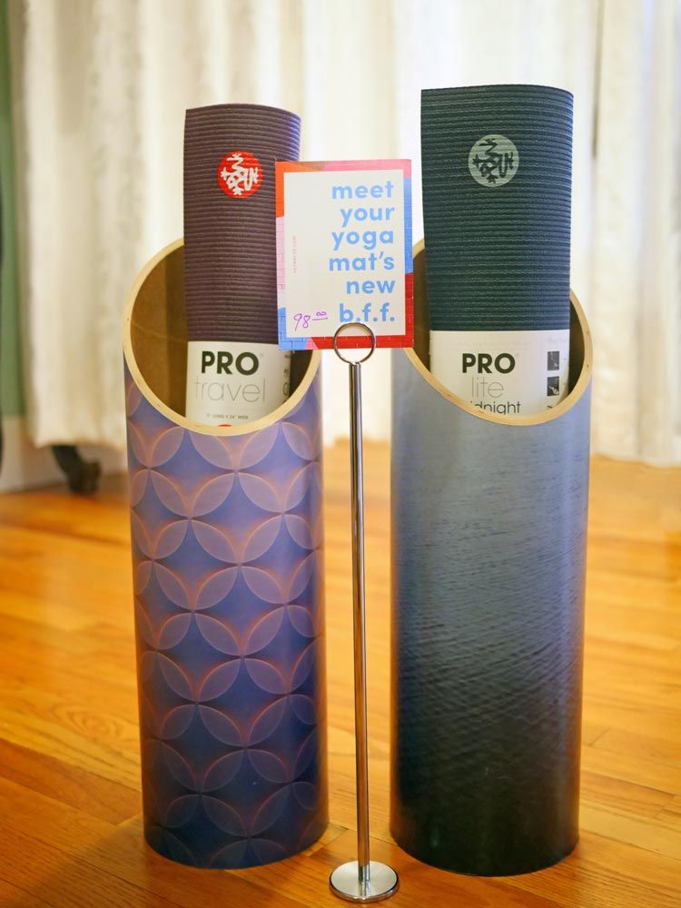 PROlite yoga mats in bamboo stands
